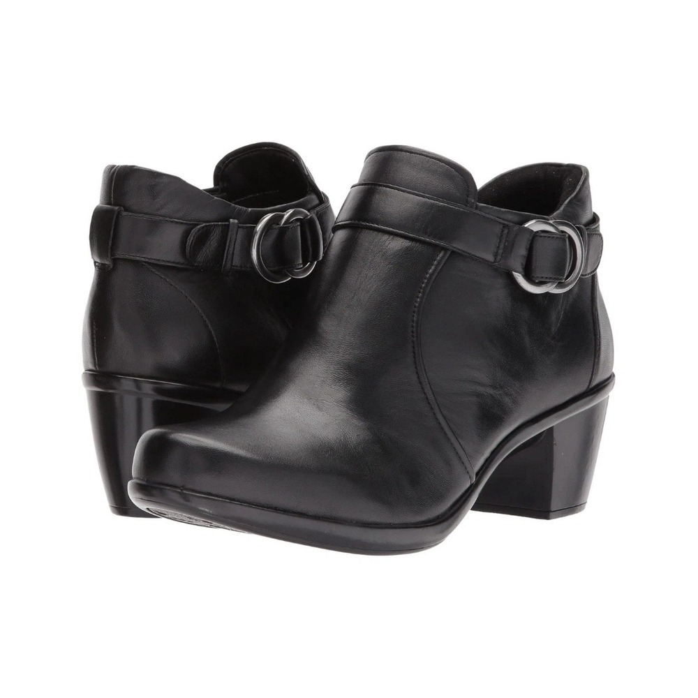 Naturalizer Womens Elyse Leather Buckle Ankle Booties Size 8 Black Boots Classic